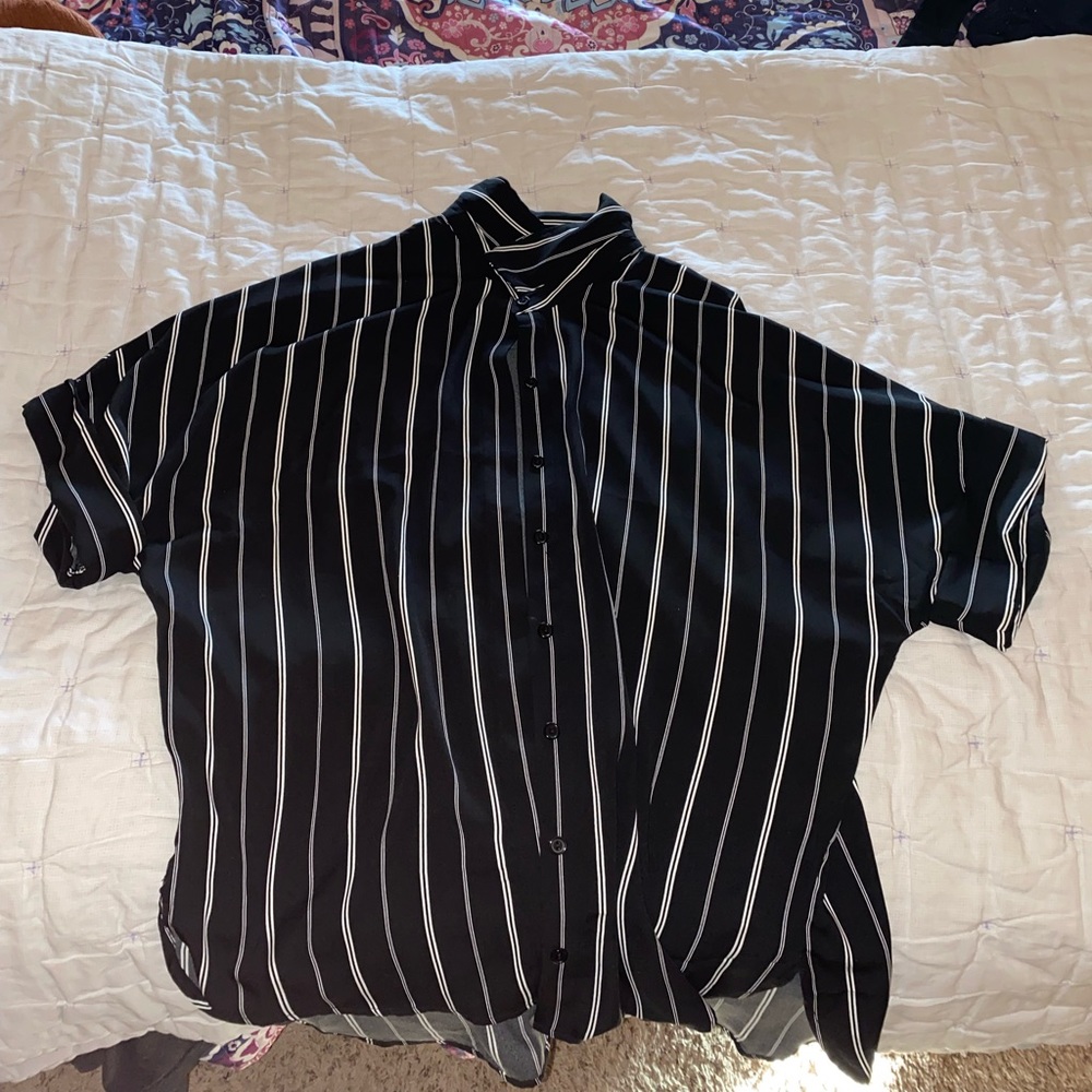 mens black and white button up